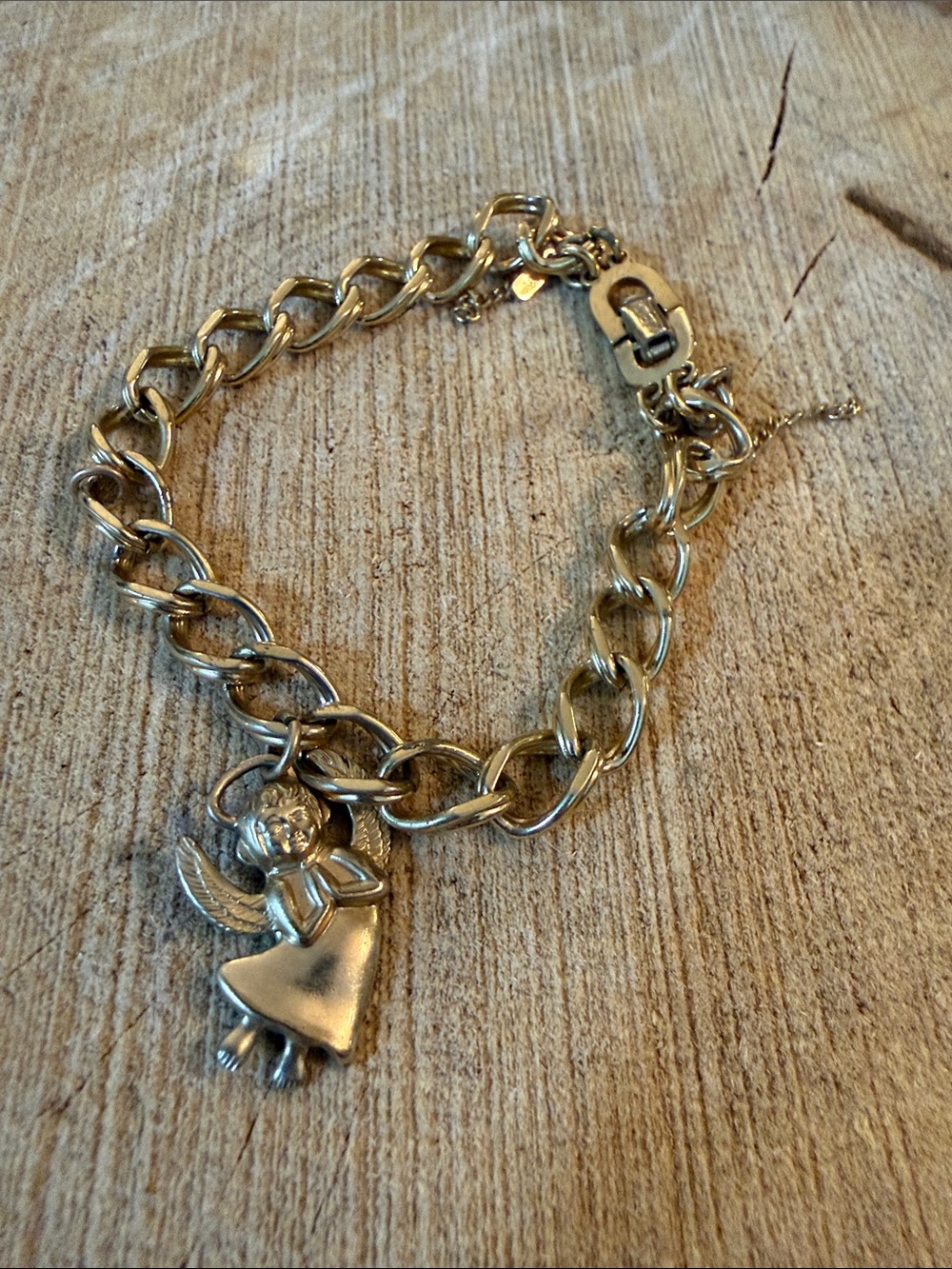 Gold Angel Charm Link Bracelet - Women Jewelry